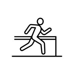 Hurdle race athlete jumping over obstacle vector illustration for sports and athletics design 100m sprint