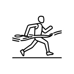 Running race finish line vector icon for marathon runner athlete competition and sport achievement design