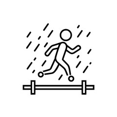 Person running obstacle course in rain vector illustration running exercise fitness training 100m race