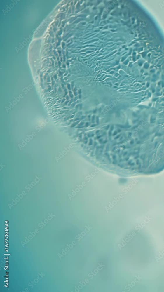 Poster close-up abstract visualization of a cell structure under a microscope in scientific exploration. co