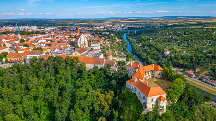 Panorama view of Czech town Znojmo, Czech republic