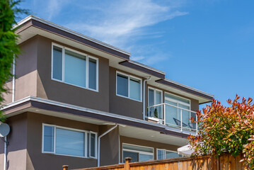 Top of luxury house with shingle roof and nice windows in Summer in Vancouver, Canada, North...