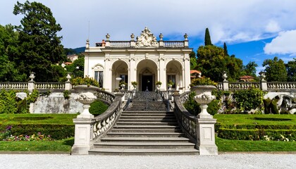 Obraz premium Elegant Italian villa with grand staircase