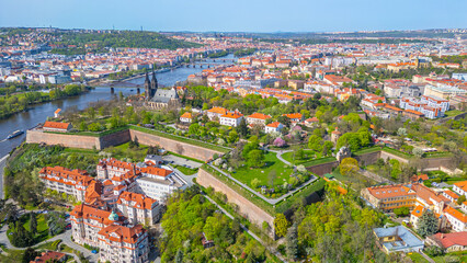 Panorama view of Vysehrad in Prague, Czech republic