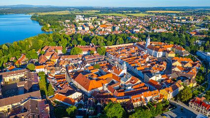 Obraz premium Panorama view of Trebon, Czech republic