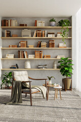 Large luxury modern bright interiors Living room mockup illustration 3D rendering image