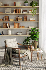 Large luxury modern bright interiors Living room mockup illustration 3D rendering image