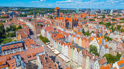 Obraz premium Aerial view of the city center of Gdansk, Poland