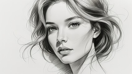 Detailed Pencil Portrait of a Woman