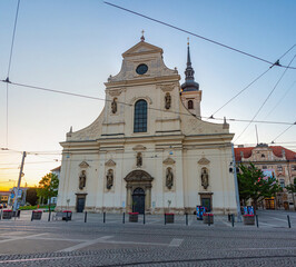 Fototapeta premium Sunrise view of Church of St. Thomas in Brno, Czech republic