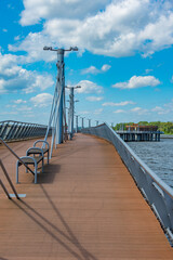Fototapeta premium Wooden pier in marina on Plock, Poland