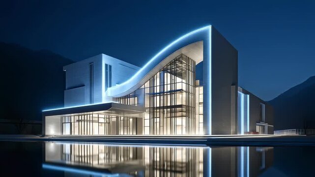 Futuristic Modern Architecture at Night