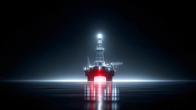 Deep Sea Oil Platform Night Energy Extraction