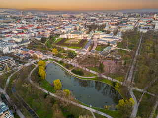 Sunset aerial view of the palace of the krakow bishops ???