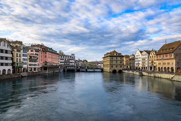 Cityscape of Zurich, Switzerland, view over the Limmat River in Altstadt