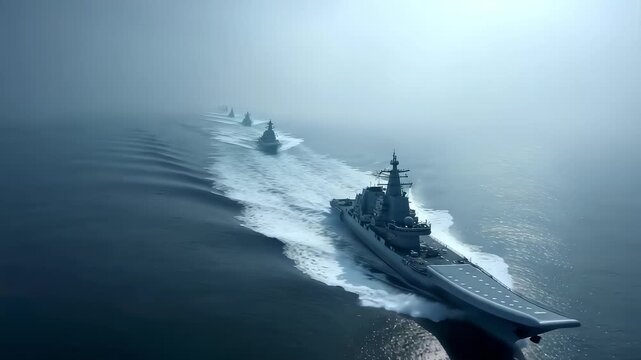 Fleet Sailing Symbolizes Powerful Strength