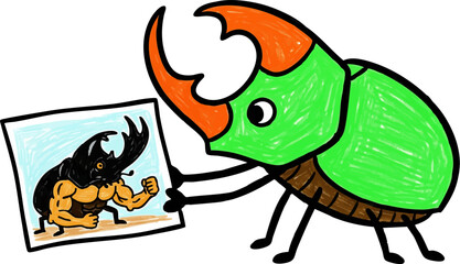 Obraz premium A Rhino Beetle Admiring its Hero