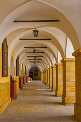Corridor at Kalwaria Zebrzydowska monastery in Poland during a s