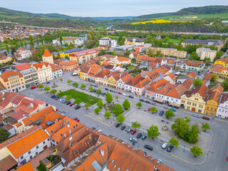 Panorama view of the city center of Beroun, Czech republic