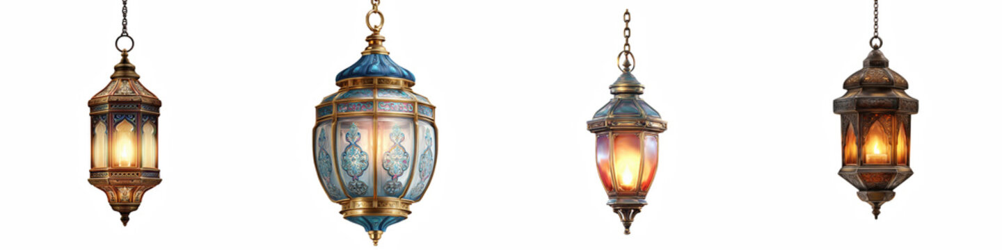 Hanging kandil lantern for diwali decoration, clipart collection, vector, icons isolated on transparent background