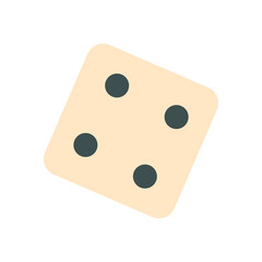 Flat playful dice cube graphic. Minimalist die piece for boardgame or table game. Entertaining toy concept, playful recreation design, ideal for childhood leisure or strategic fun.