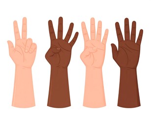 Obraz premium Hands showing numbers one to four