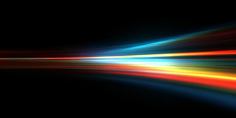 Fototapeta premium Abstract illustration with rays of light on black background. multicolored iridescent light rays. prism effect.