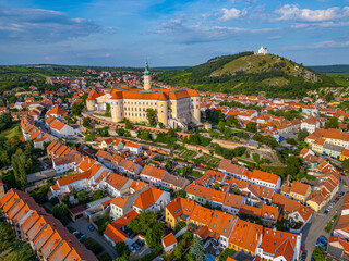 Naklejka premium Aerial panorama view of Mikulov, Czech republic