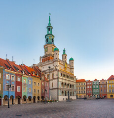 Sunrise view of Town Hall in Poznan in Poland