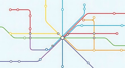 Navigational Network: A captivating illustration presenting an intricate transit route map, depicting colorful pathways and pivotal hubs