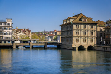 Cityscape of Zurich, Switzerland, view over the Limmat River in Altstadt