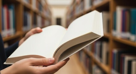 reading a book in library