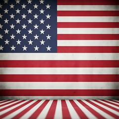 Fototapeta premium American flag background with stars and stripes on a grunge wall texture
