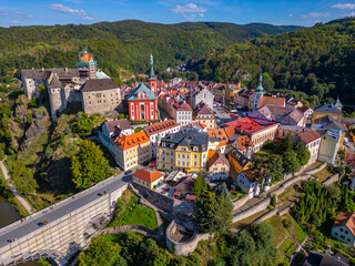 Panorama view of old town of Loket, Czech republic