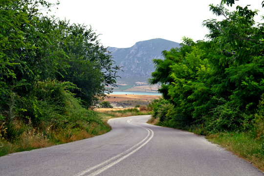 On the road to Polyfytos Lake in Kozani, Greece.