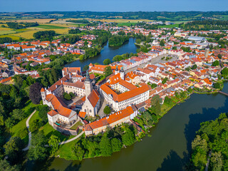 Panorama view of Czech town Telc