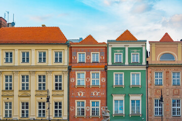 Colourful houses in the old town of Poznan