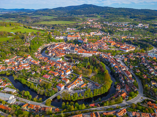 Panorama view of Cesky Krumlov in Czech republic