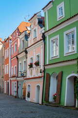Colourful houses in the center of Pardubice, Czech republic