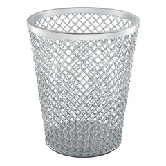 Metal mesh wastebasket, office trash bin. 3D rendering © alexlmx