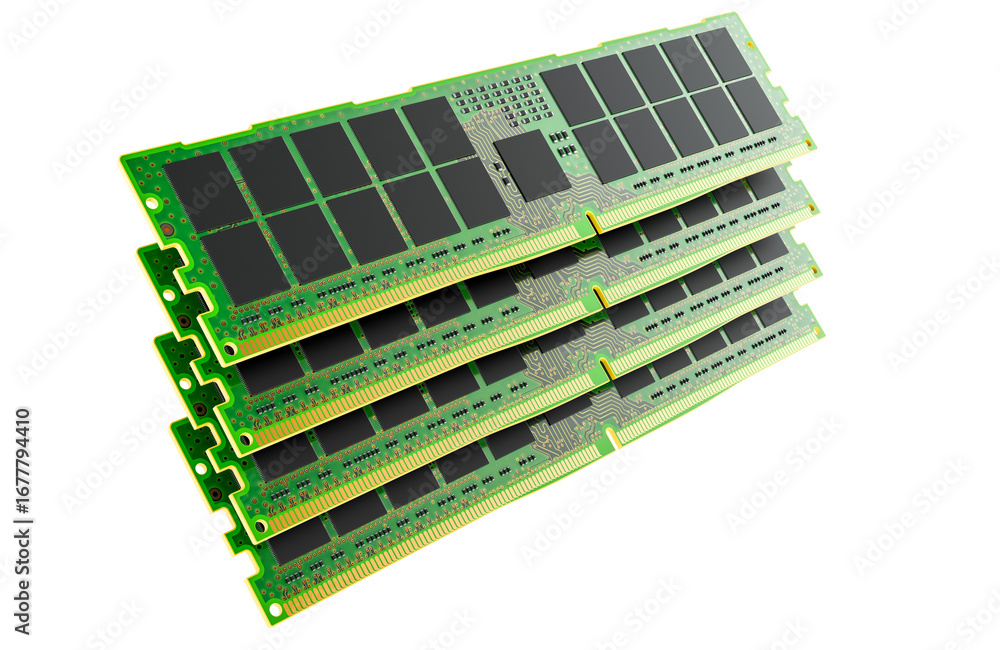 Leinwandbilder ddr memory modules stack computer ram. 3d rendering