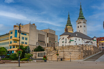 Obraz premium Sunrise view of Andrej Hlinka square in Zilina, Slovakia