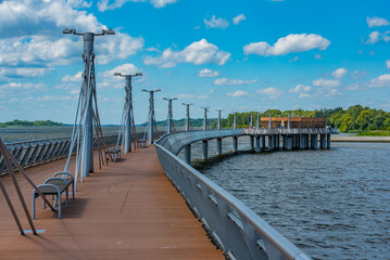 Wooden pier in marina on Plock, Poland