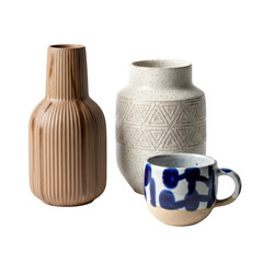 Ceramic vessels isolated on transparent background