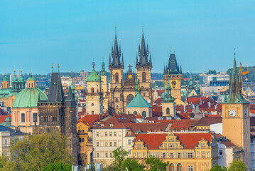 Obraz premium Panorama view of Prague towers, Czech republic