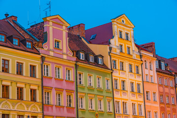 Fototapeta premium Colourful houses at Rynek, the picturesque square in central Wro