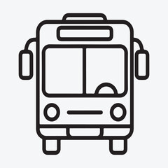 Create a clean and modern vector icon of a bus, front-facing and easily recognizable, with smooth lines, minimalistic details, and a flat design style.