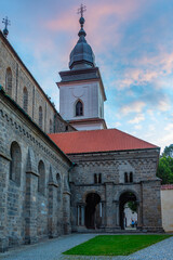Fototapeta premium Sunset view of Saint Prokop basilica in Trebic in Czech republic