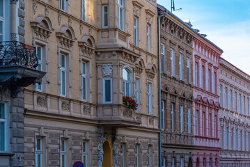 Fototapeta premium Colourful street at Znojmo in Czech republic