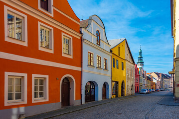 Fototapeta premium Colourful houses in the center of Domazlice, Czech republic